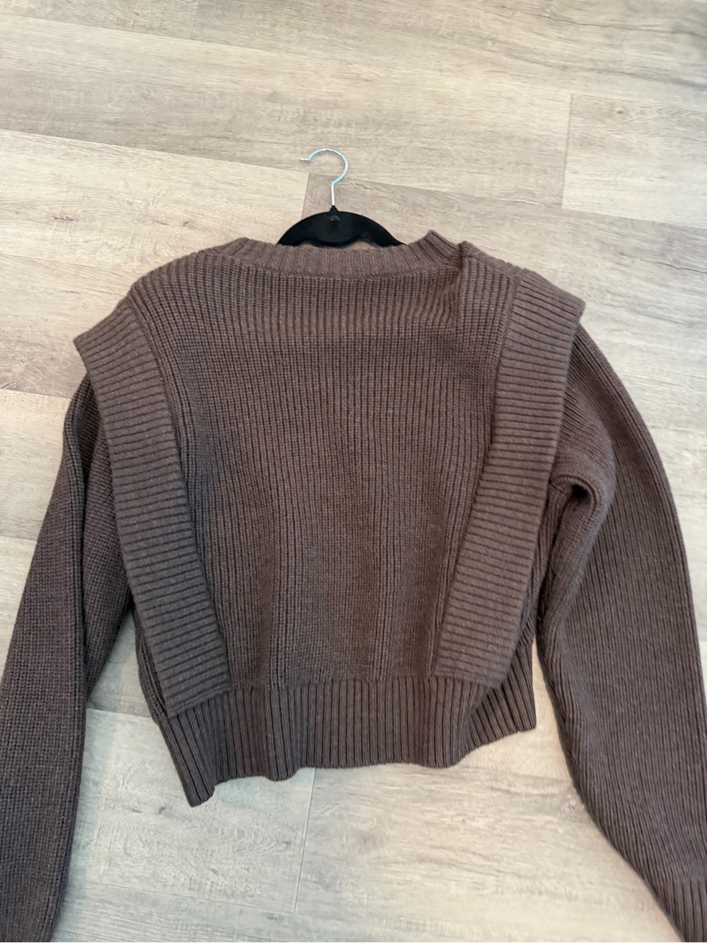 Babaton Brown Ribbed Shoulder-Detail Sweater size medium - Picture 5 of 5